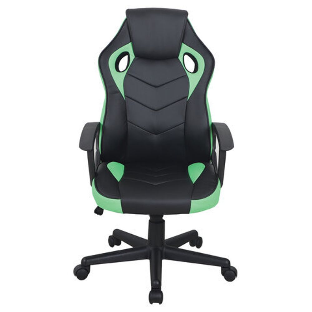 Кресло компьютерное BRABIX "Fighter GM-008", экокожа, черное/зеленое, 532508