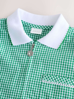 Сарафан школьный на молнии для девочки Next E65-038, Белый, Зеленый