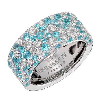 Кольцо с Бриллиантами и Турмалинами Параиба, R0256-0/47