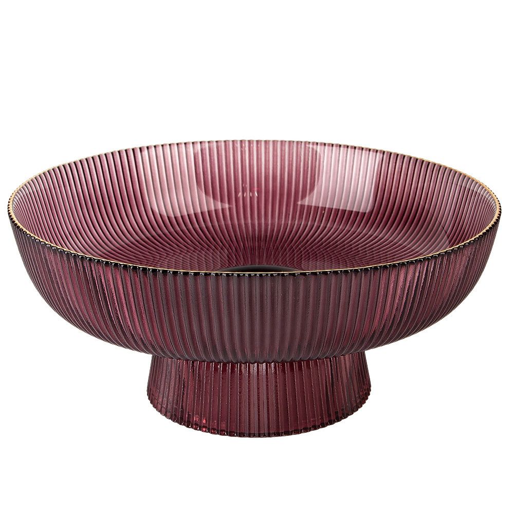 Блюдо на ножке "Frost stripe" (розовое) d=25,7 см h=11,5см (стекло) (транспортная упаковка)