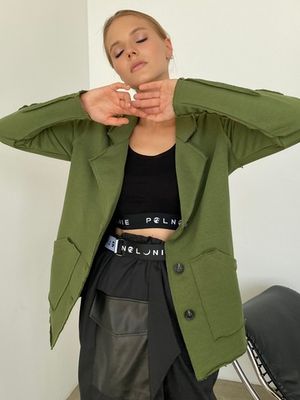 Жакет строчки трикотажный,  хаки