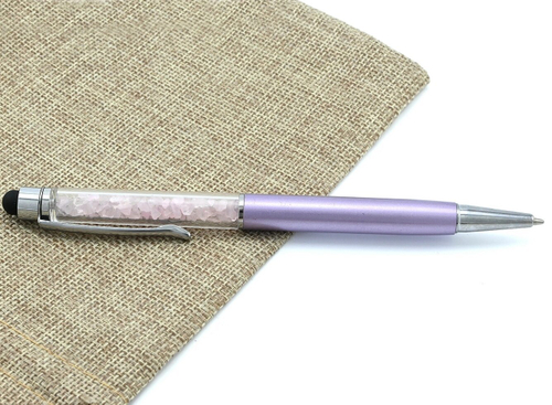 Ручка с крошкой из розового кварца