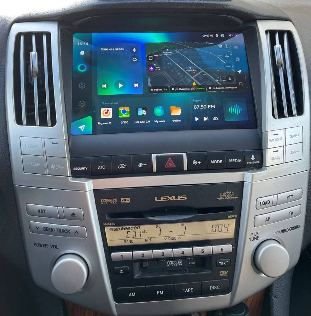 Магнитола для Toyota Harrier XU30 2003-2013, Lexus RX 2003-2009 (ШГУ цветной, рамка наверх тип 2) - Teyes CC3L монитор 9" IPS на Android 10, 8-ядер, CarPlay, 4G SIM-слот