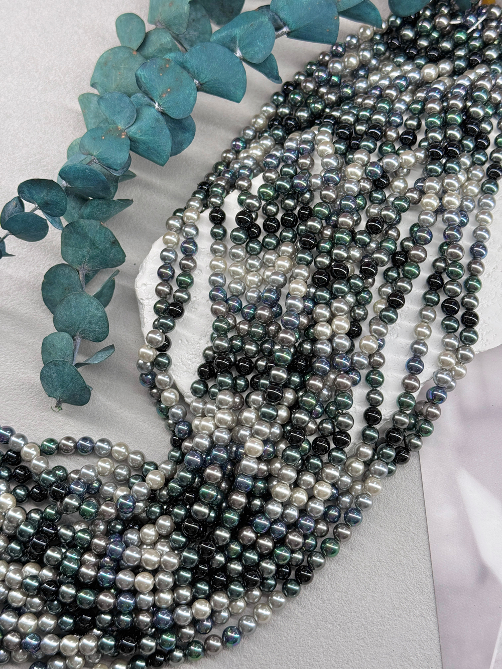 Жемчуг Premium, 6 мм, нить 40 см, Пирит