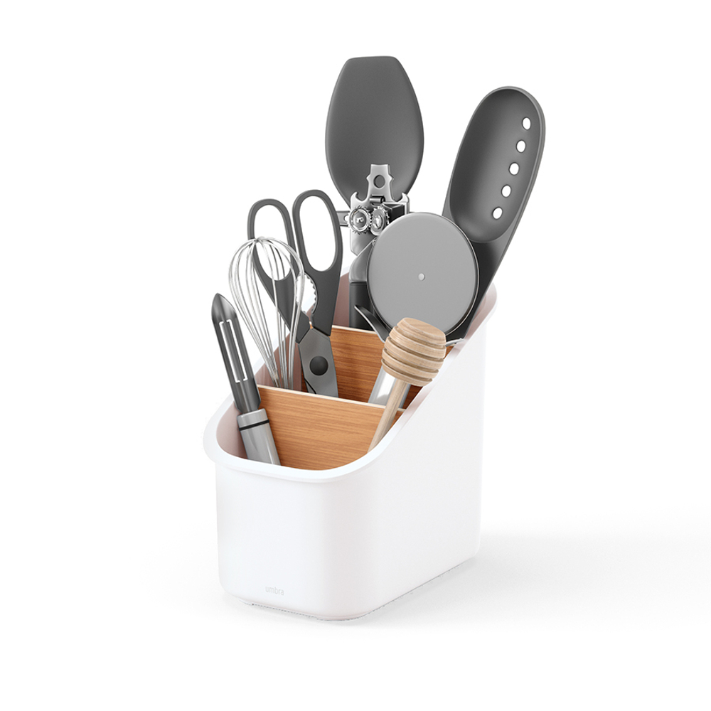 Органайзер для столовых приборов bellwood, белый/натуральное дерево