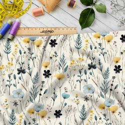 Ткань премиум флис полевой гербарий