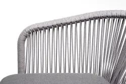 "Малага" обеденная группа на 6 персон со стульями "Марсель", каркас белый, роуп светло-серый