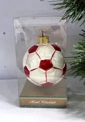 Елочное украшение Мяч, красный, стекло, 5,5 см., 1 шт., Витус (А192-красный)