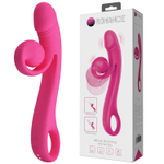 Розовый вибратор Beau с подвижным отростком-улиткой - 23 см.