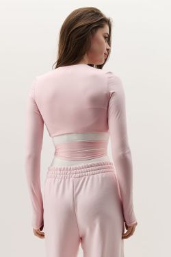 Лонгслив с завязками в стиле баллет нежно-розового цвета