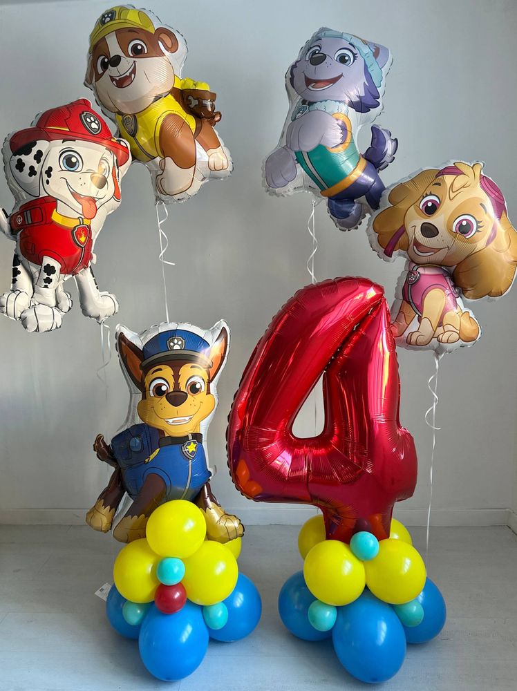 Воздушные гелиевые шарики с доставкой по Хабаровску Щенячий патруль чейз/скай/крепышэверест/маршал №4640