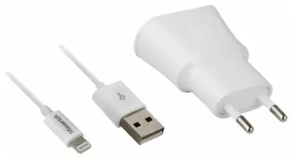 СЗУ с кабелем lightning 1USB 2.1A  White Maverick**