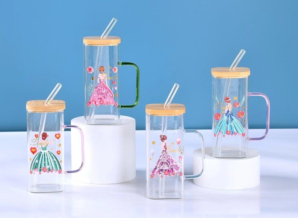 GAEM Кружка с крышкой и трубочкой, 350 мл, L9,5 W6 H18 см, 4в.