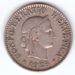 10 раппенов 1925 год. Швейцария. Медно-никель VF-XF