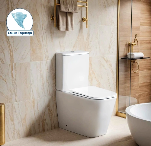 Унитаз MANLIO Tornado напольный безободковый CT10618 (630х350х805) Ceruttispa