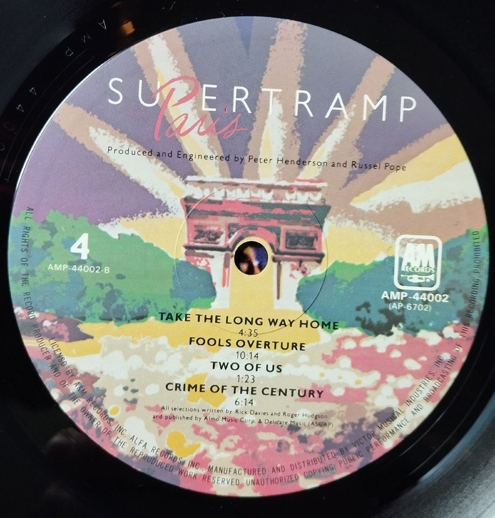 Винтажная виниловая пластинка LP Supertramp Paris (Japan 1980) (Obi)