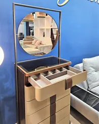 Комод с зеркалом 4542, 185х75 см, экокожа, шпон ореха