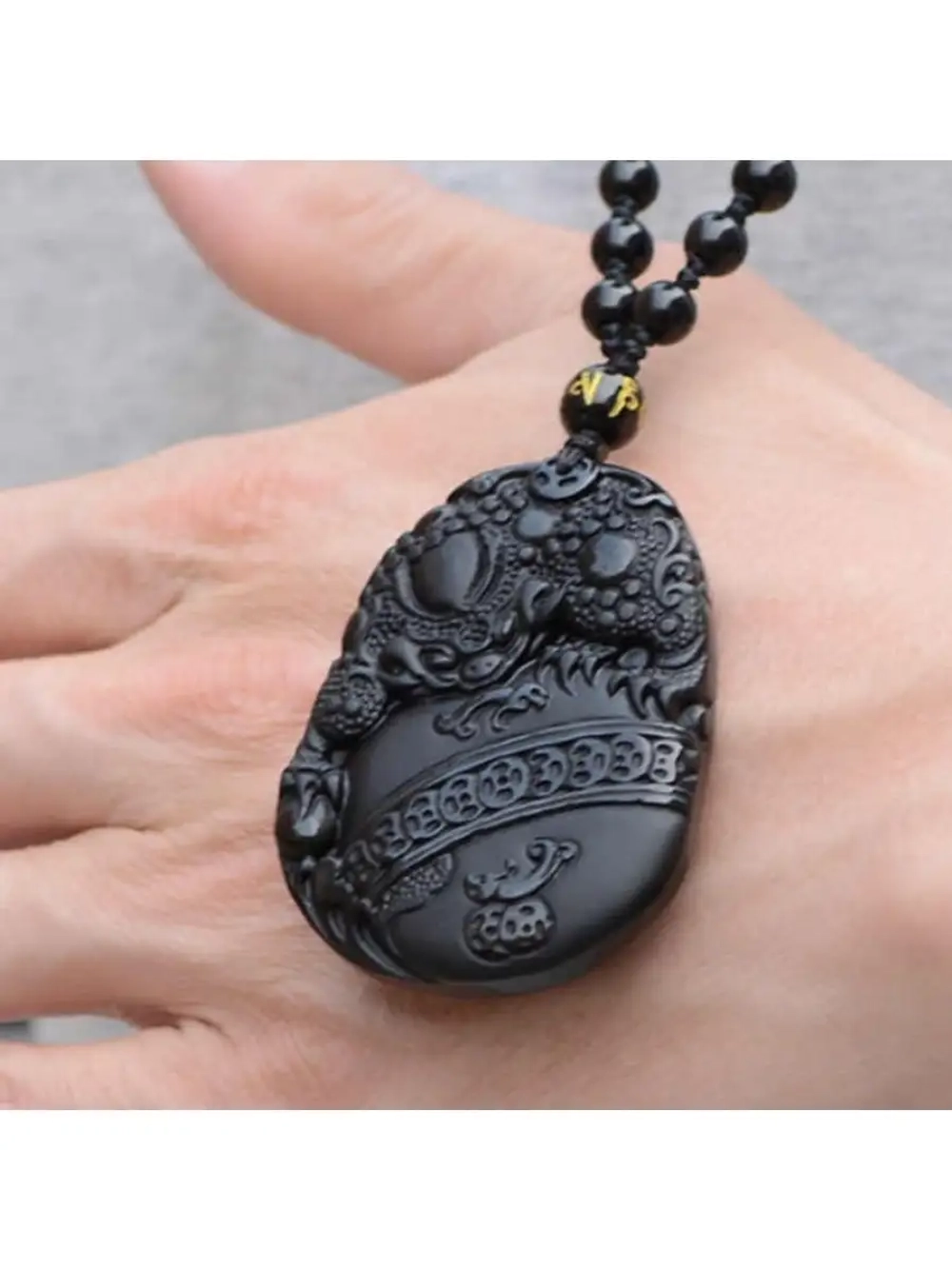 Подвеска Амулет Обсидиан Денежная жаба символ успеха