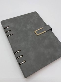 Блокнот органайзер А5 на кольцах 96 л. на магните в линейку серый (5919-5)