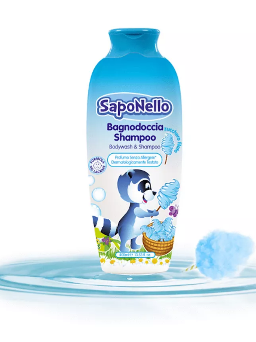 Felce Azurra SAPONELLO Средство для купания и мытья головы «Сахарная вата» Bodywash & Shampoo Cotton Candy 400 мл