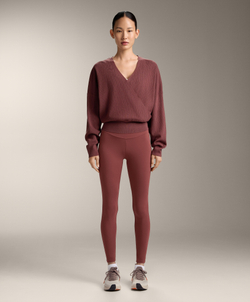 Oysho Вязаный свитер на запахе, линялый махагон