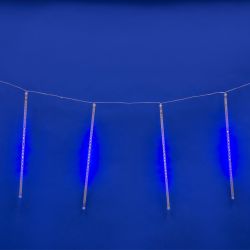 ULD-E2403-144-DTK BLUE IP44 METEOR Занавес светодиодный фигурный Падающие звезды. соединяемый. 2х0.3м. 8 подвесов. Синий свет. Провод прозрачный. TM Uniel.