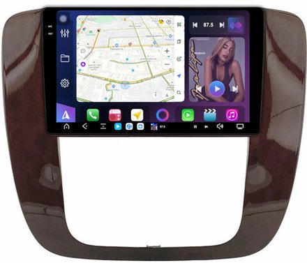Магнитола для Chevrolet Tahoe 2006-2014 (рамка под дерево) - FarCar XXL1174M монитор 9.5" 2K QLED на Android 13, TS20, 8+256Гб, CarPlay, 4G SIM-слот