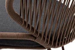 "Милан" стул плетеный из роупа, каркас алюминий коричневый (RAL8016) муар, роуп коричневый круглый, ткань темно-серая 027