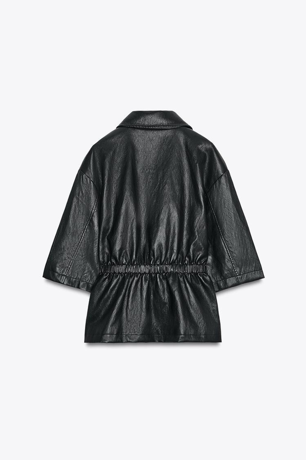 ZARA БЛЕЙЗЕР ИЗ ИСКУССТВЕННОЙ КОЖИ, ЧЕРНЫЙ