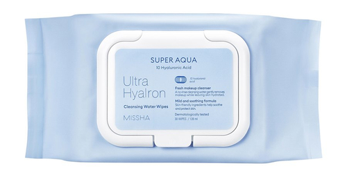 Missha Super Aqua Ultra Hyalron Cleansing water Wipes салфетки для снятия макияжа