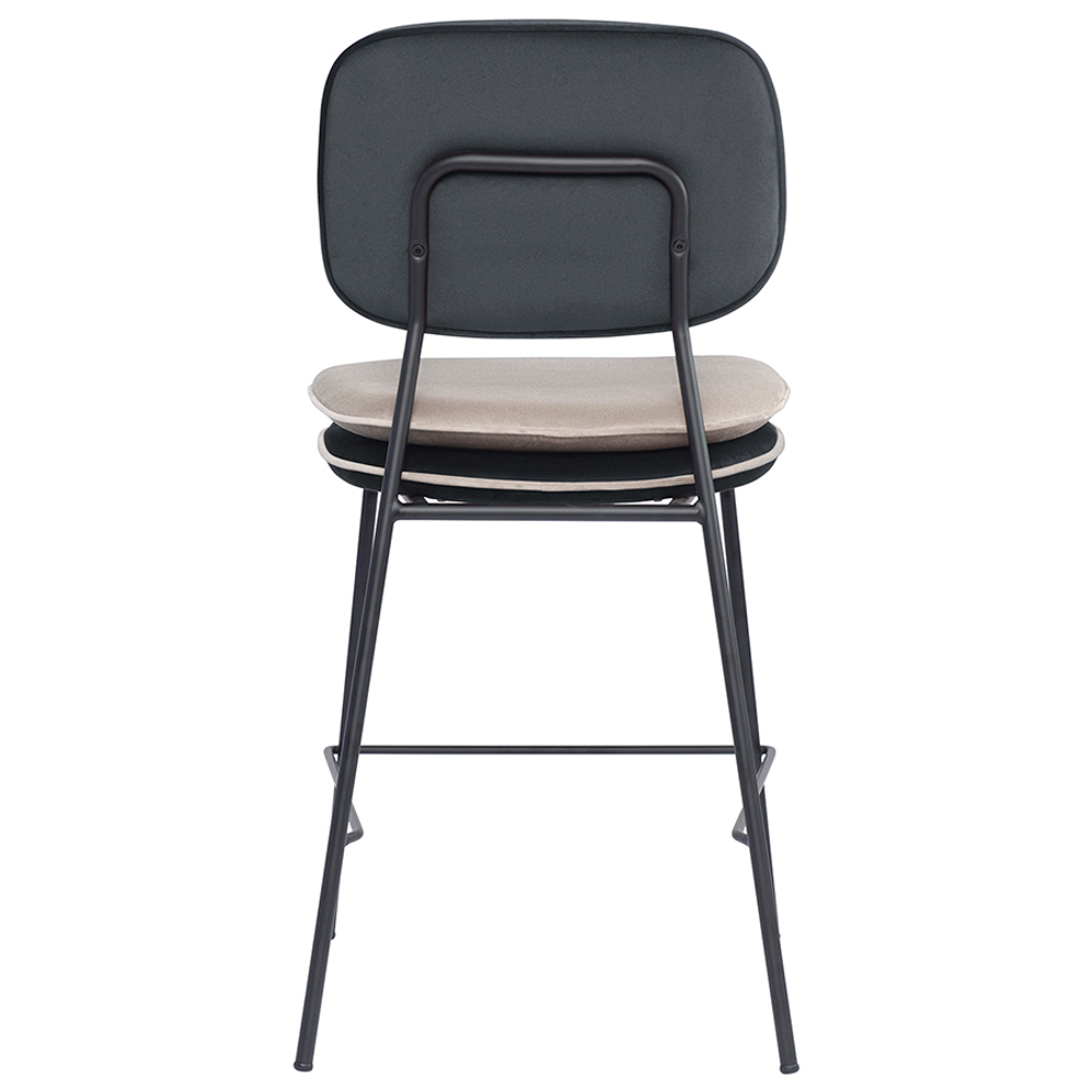 Стул полубарный с контрастным кантом Bergenson Bjorn Pea, велюр, темно-серый/бежевый