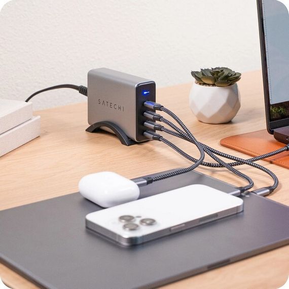 Сетевое зарядное устройство Satechi 165W USB-C 4-Port PD GaN Charger (ST-UC165GM-EU) Space Gray