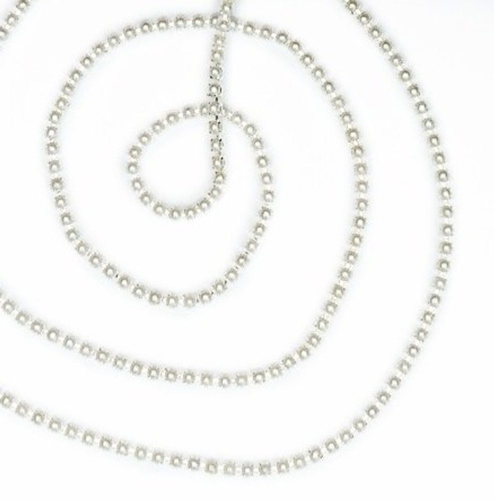 Цепь жемчуг, ш. 2 мм, белый в серебряной оправе