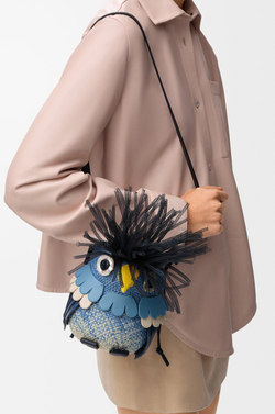 Loewe Сумка Bird в форме птицы из пальмы и телячьей кожи, синий