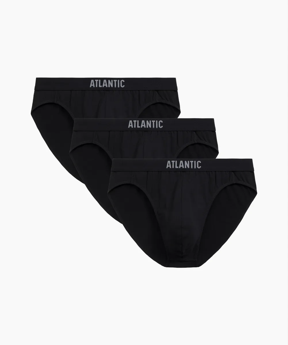 Мужские трусы слипы спорт Atlantic, набор 3 шт., хлопок, черные, 3MP-094