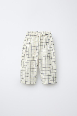 ZARA БРЮКИ В КЛЕТКУ, ЭКРЮ