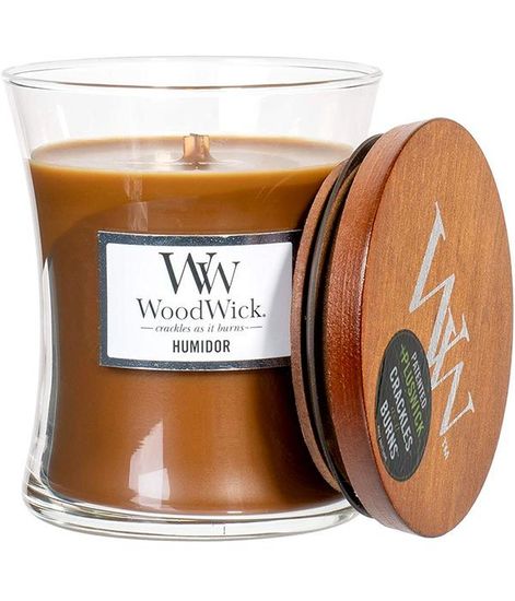 Кожаный портсигар, ароматическая свеча, WoodWick