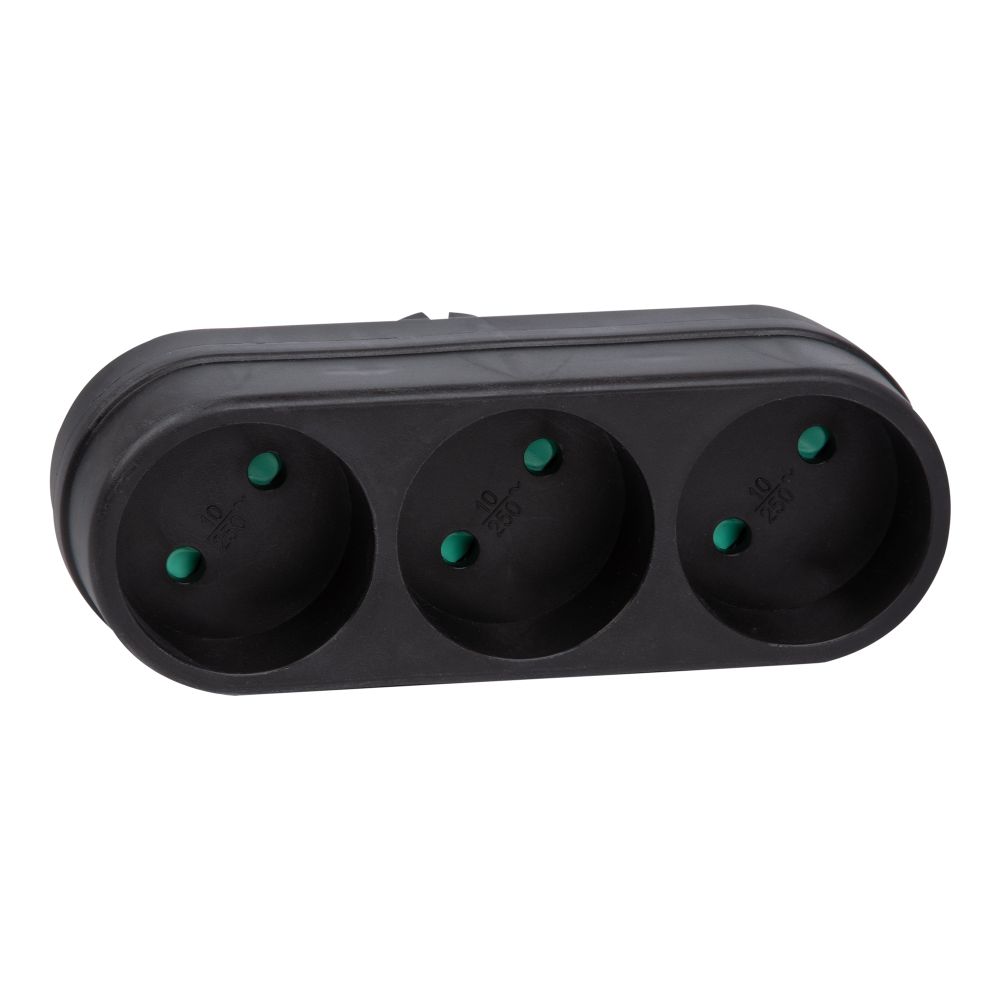 S-ES3-16O BLACK Разветвитель сетевой. б-з. 3 гнезда. 16А. 3500Вт. Черный. ТМ Uniel