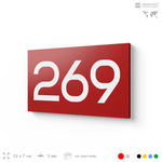 Номер на дверь 269, табличка на дверь для офиса, квартиры, кабинета, аудитории, склада, красная 120х70 мм, Айдентика Технолоджи