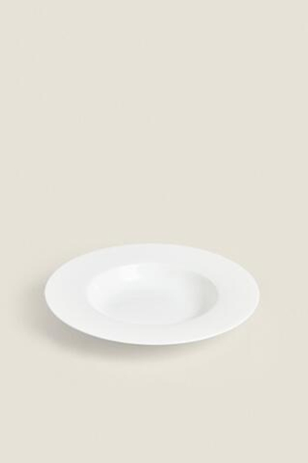 ZARA HOME СУПОВАЯ ТАРЕЛКА ИЗ ФАРФОРА, БЕЛЫЙ