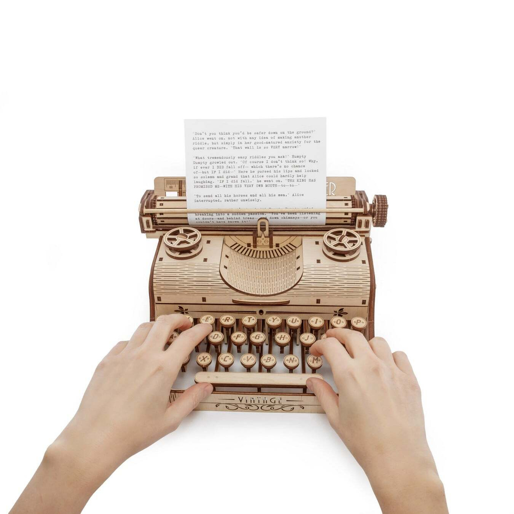 Конструктор Печатная машинка от EWA - деревянный конструктор, сборная механическая модель, 3D пазл, для дизайна и интерьера