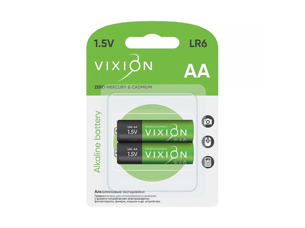 Батарейки Vixion, LR6, АА, 2 шт