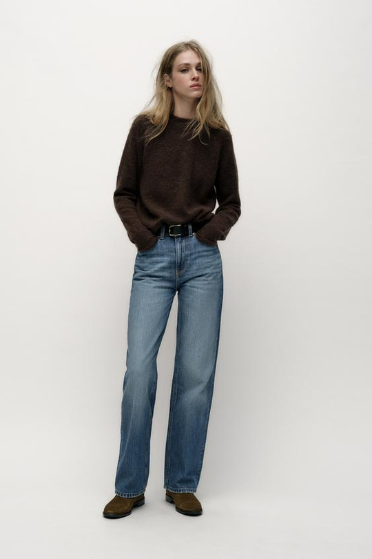 ZARA ДЖИНСЫ Z1975 REGULAR FIT LONG LENGTH С ВЫСОКОЙ ПОСАДКОЙ, ВЫЦВЕТШИЙ СИНИЙ