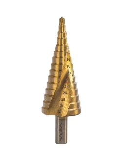 Сверло ступенчатое спиральное по металлу TiN с трёхгранным хвостовиком 4-32 мм VIRA