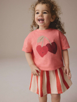 Футболка и юбка для девочки Next E54-798, Бежевый, Розовый