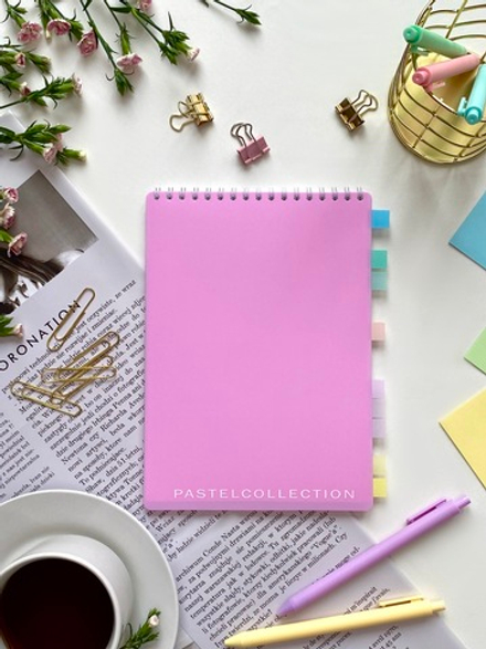 НОВИНКА! Блокнот  А5 60 л. Pastel Collection Pink, с пластиковой обложкой, на металлическом гребне