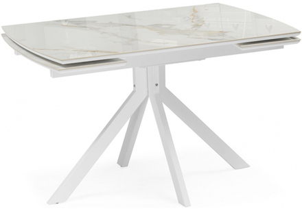 Керамический стол Woodville Катчел 120(180)x80 белая шагрень, белый, ножки белые