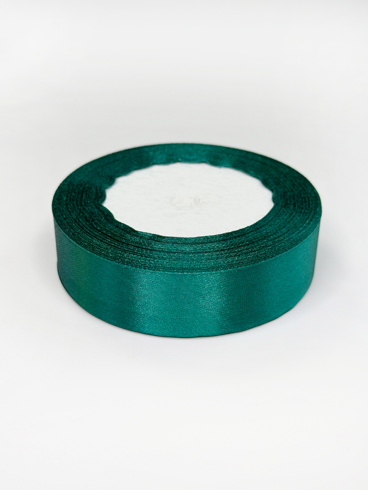 Атласная лента 25 мм (25 ярд)  цвет темно-зеленый