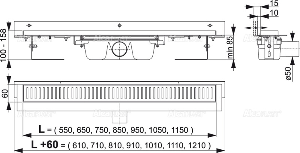 Душевой лоток AlcaPlast APZ4-850 Flexible