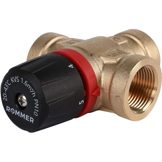 Термостатический клапан Rommer 1" НР 35-60°С, kv 1,6, боковое смешивание (RVM-0132-166025)